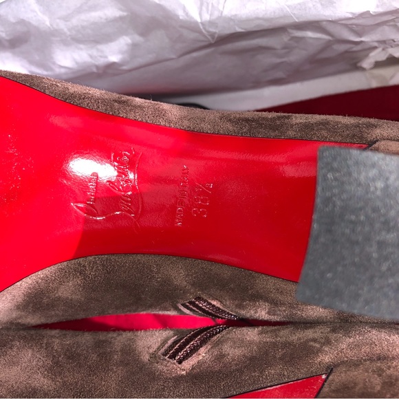 Christian Louboutin Brown Suede Tiagadaboot Chatain 70 Ankle Boot New Size 38.5